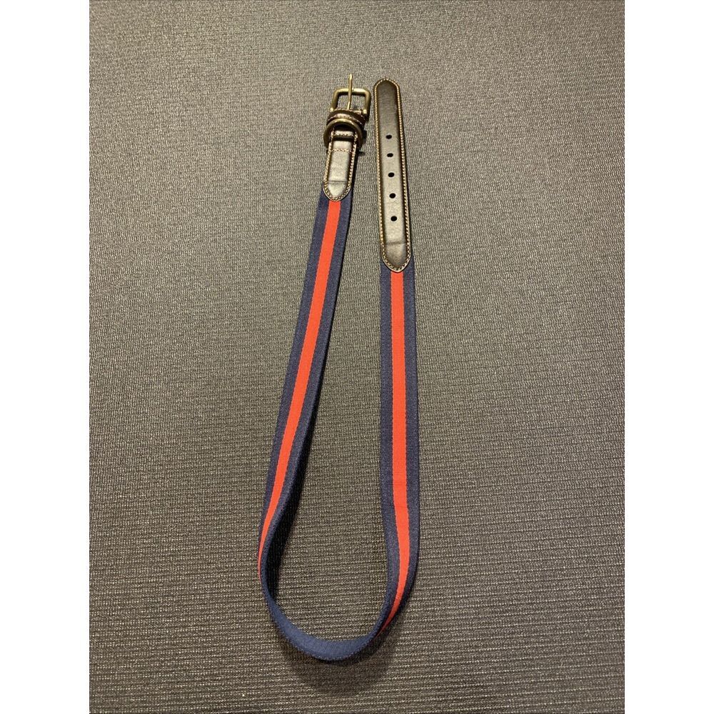 Womens J McLaughlin Bryan NWT Belt Size 40 Navy/Red Leather‎ Cotton